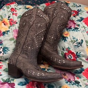 Corral Ladies Brandy Grey Black& Silver Western Boots A2963 - Size 8 1/2